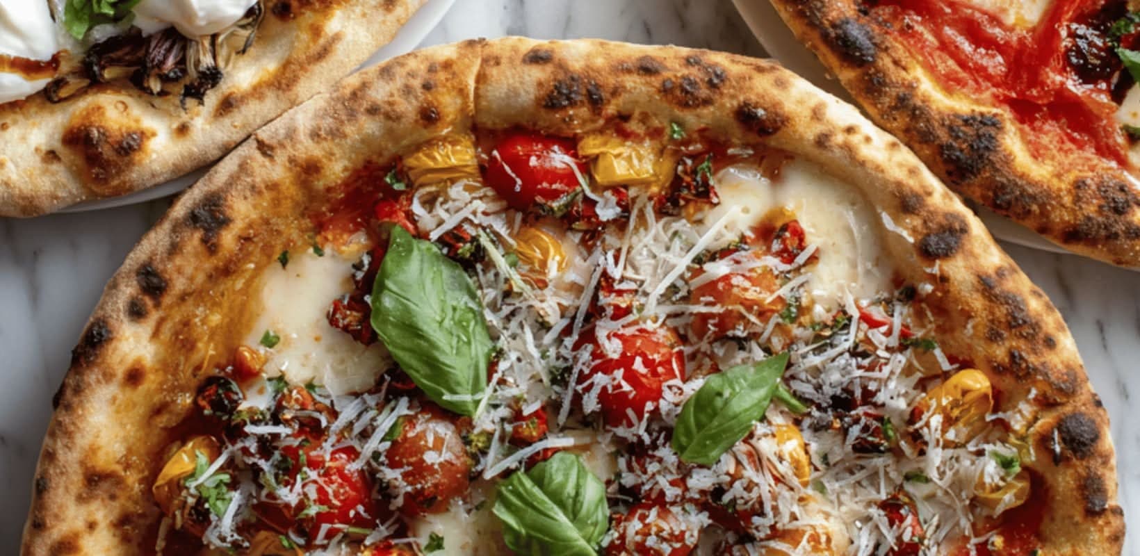 Pizza aux tomates cerises et copeaux de parmesan